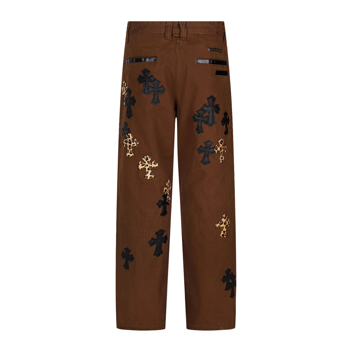 P260 Chrome Hearts | Chrome Hearts Brown Casual Cross Patched Leather Jeans - Full of exploring the ultimate in fashion, Chrome Hearts' new Chrome Hearts pants cleverly integrate camouflage cross, camouflage cross and other elements to break traditional boundaries. Mattyboy's clever fusion of overalls and khaki jeans, the same style, brings endless matching inspiration to fashionistas! Whether it is daily wear or a trendy try, these pants can bring you an excellent fashion experience. Style number: 1754# Color: casual brown Size: 28 30 32 34